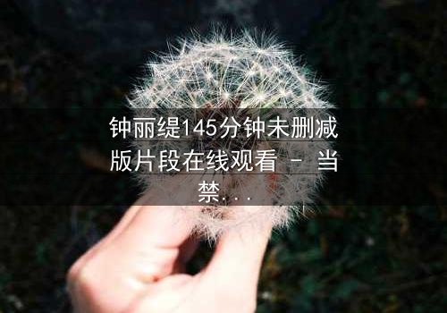 钟丽缇145分钟未删减版片段在线观看 - 当禁忌之恋遇上未删减真相