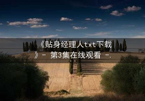 《贴身经理人txt下载》- 第3集在线观看 - 揭开职场与情感的双面博弈