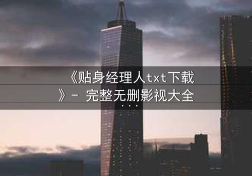 《贴身经理人txt下载》- 完整无删影视大全 - 揭秘职场与情感的致命博弈