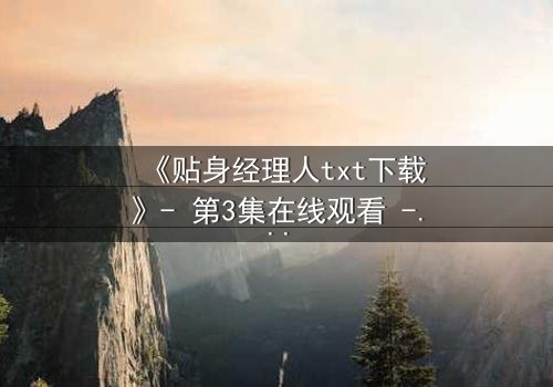 《贴身经理人txt下载》- 第3集在线观看 - 揭开职场暗战的致命诱惑