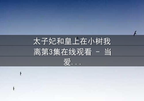 太子妃和皇上在小树我离第3集在线观看 - 当爱在背叛边缘,真相撕裂人心